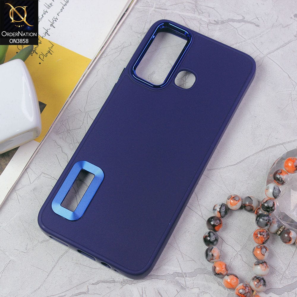 Infinix Hot 12 Play Cover - Blue - New Soft Silicone Electroplating Camera Ring Chrome Logo Hole Case