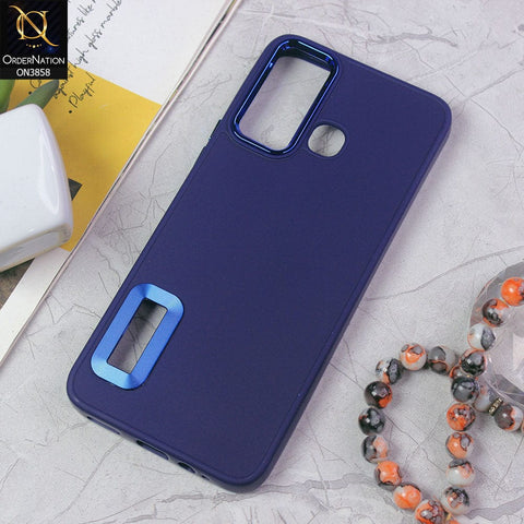 Infinix Hot 12 Play Cover - Blue - New Soft Silicone Electroplating Camera Ring Chrome Logo Hole Case