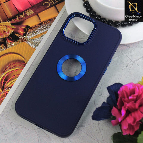 iPhone 11 Pro Max Cover - Blue - New Soft Silicone Electroplating Camera Ring Chrome Logo Hole Case