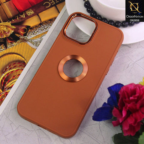 iPhone 11 Pro Max Cover - Brown - New Soft Silicone Electroplating Camera Ring Chrome Logo Hole Case