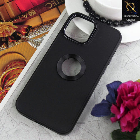 iPhone 14 Pro Max Cover - Black - New Soft Silicone Electroplating Camera Ring Chrome Logo Hole Case
