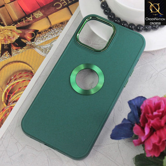 iPhone 14 Pro Max Cover - Green - New Soft Silicone Electroplating Camera Ring Chrome Logo Hole Case