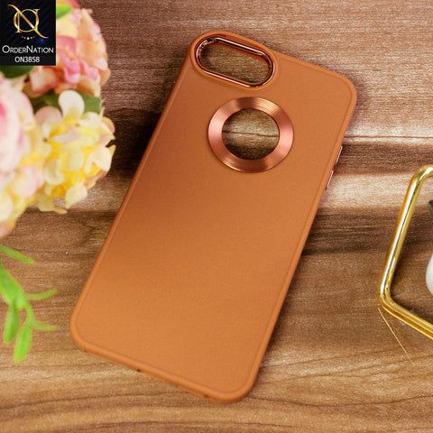 iPhone 6s Plus / 6 Plus  Cover - Brown - New Soft Silicone Electroplating Camera Ring Chrome Logo Hole Case