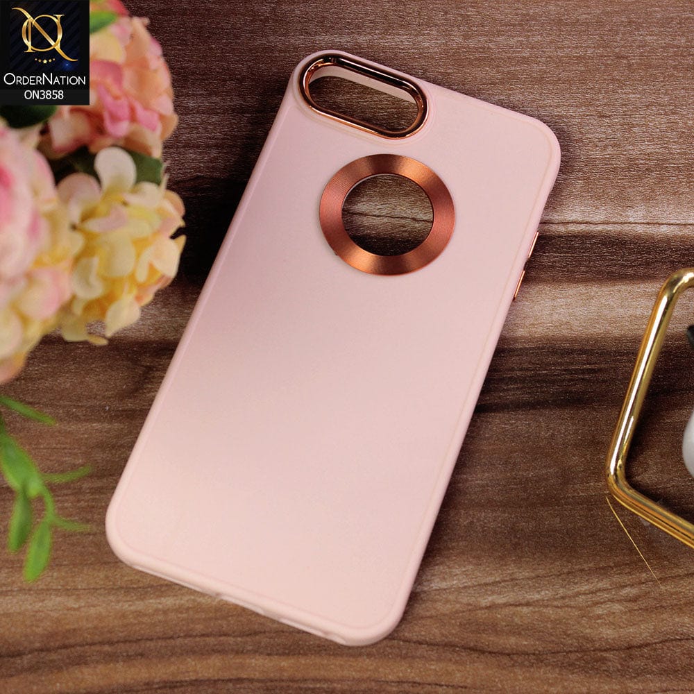 iPhone 6s Plus / 6 Plus  Cover - Pink - New Soft Silicone Electroplating Camera Ring Chrome Logo Hole Case
