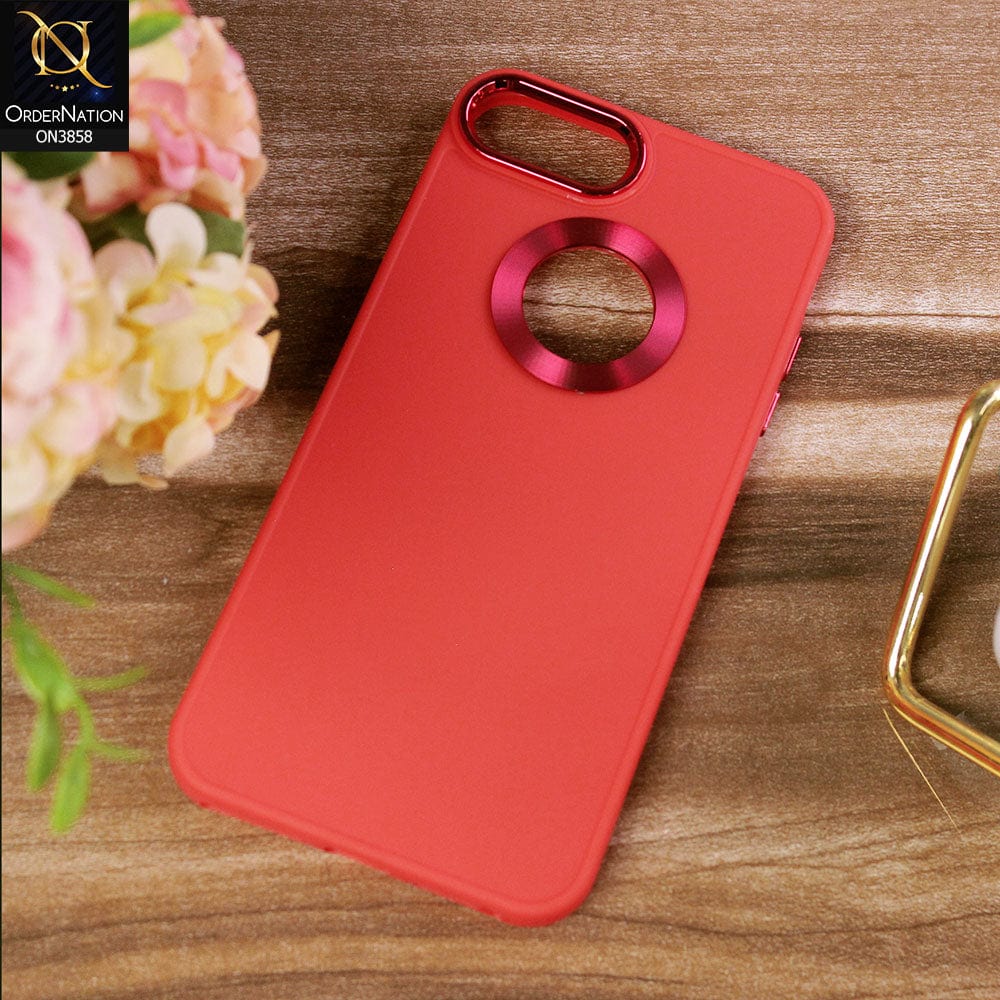 iPhone 6s Plus / 6 Plus  Cover - Red - New Soft Silicone Electroplating Camera Ring Chrome Logo Hole Case