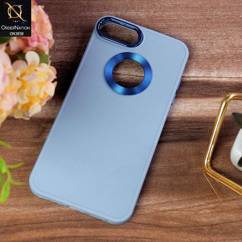 iPhone 6s Plus / 6 Plus  Cover - Stone Blue - New Soft Silicone Electroplating Camera Ring Chrome Logo Hole Case