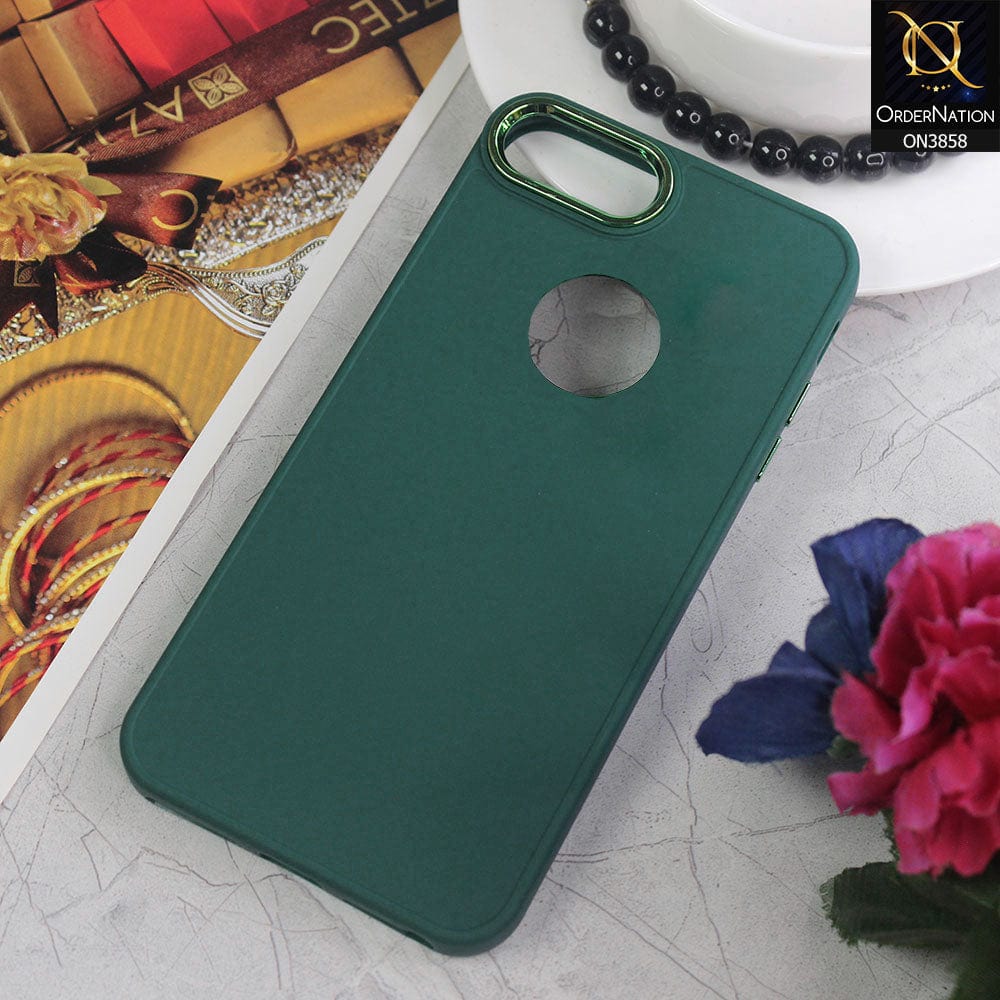 iPhone 8 / 7 Cover - Green - New Soft Silicone Electroplating Camera Ring Chrome Logo Hole Case
