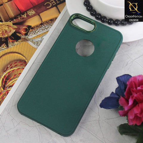 iPhone 8 / 7 Cover - Green - New Soft Silicone Electroplating Camera Ring Chrome Logo Hole Case