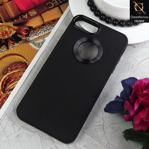 iPhone 8 Plus / 7 Plus Cover - Black - New Soft Silicone Electroplating Camera Ring Chrome Logo Hole Case