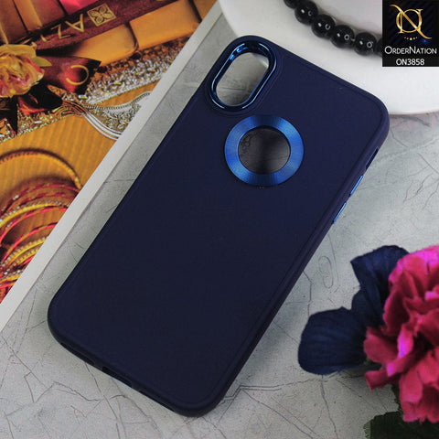 iPhone XS / X Cover - Blue - New Soft Silicone Electroplating Camera Ring Chrome Logo Hole Case