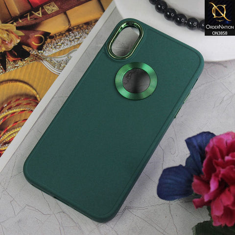 iPhone XS / X Cover - Green - New Soft Silicone Electroplating Camera Ring Chrome Logo Hole Case