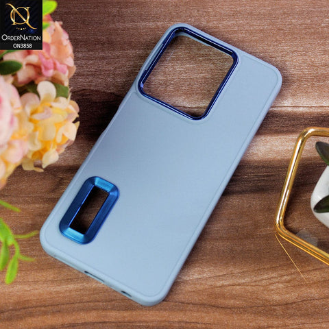Infinix Note 12 G96 Cover - Stone Blue - New Soft Silicone Electroplating Camera Ring Chrome Logo Hole Case