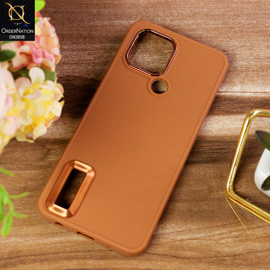 Xiaomi Redmi A1 Plus Cover - Brown - New Soft Silicone Electroplating Camera Ring Chrome Logo Hole Case