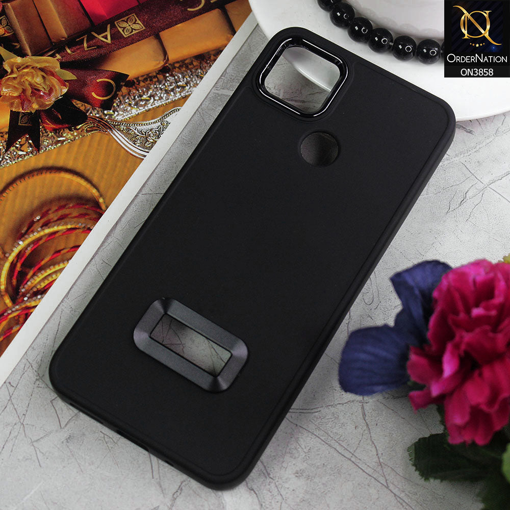Xiaomi Redmi 10A Cover - Black - New Soft Silicone Electroplating Camera Ring Chrome Logo Hole Case