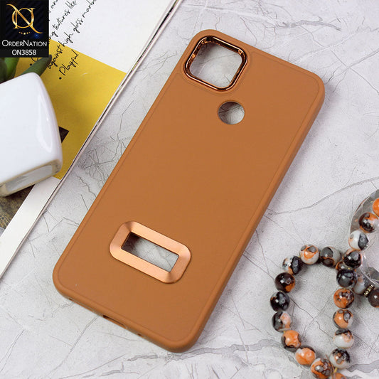 Xiaomi Redmi 9C Cover - Brown - New Soft Silicone Electroplating Camera Ring Chrome Logo Hole Case