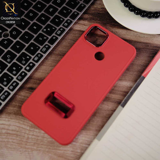 Xiaomi Redmi 9C Cover - Red -  New Soft Silicone Electroplating Camera Ring Chrome Logo Hole Case