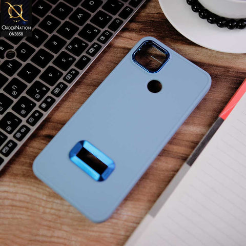 Xiaomi Redmi 9C Cover - Stone Blue -  New Soft Silicone Electroplating Camera Ring Chrome Logo Hole Case