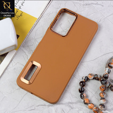 Xiaomi Redmi Note 11S Cover - Brown - New Soft Silicone Electroplating Camera Ring Chrome Logo Hole Case