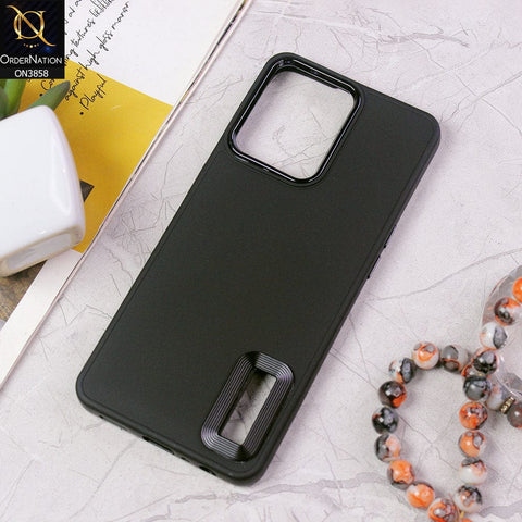 Oppo F21 Pro 4G Cover - Black - New Soft Silicone Electroplating Camera Ring Chrome Logo Hole Case