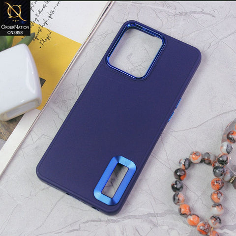 Oppo Reno 7 4G Cover - Blue - New Soft Silicone Electroplating Camera Ring Chrome Logo Hole Case