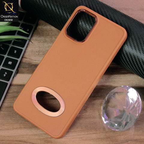 Samsung Galaxy A12 Nacho Cover - Brown - New Soft Silicone Electroplating Camera Ring Chrome Logo Hole Case
