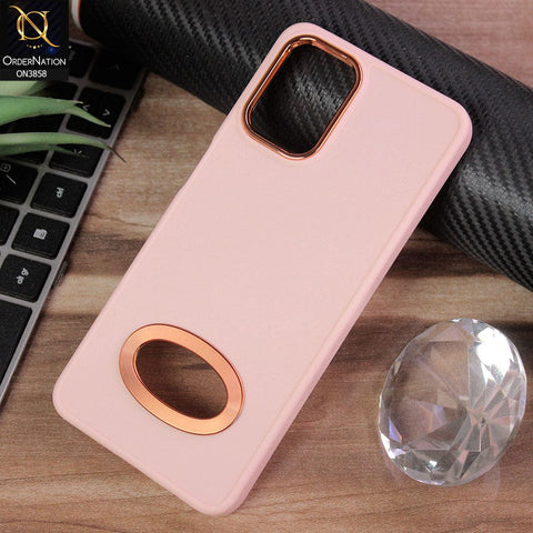 Samsung Galaxy A12 Nacho Cover - Pink - New Soft Silicone Electroplating Camera Ring Chrome Logo Hole Case