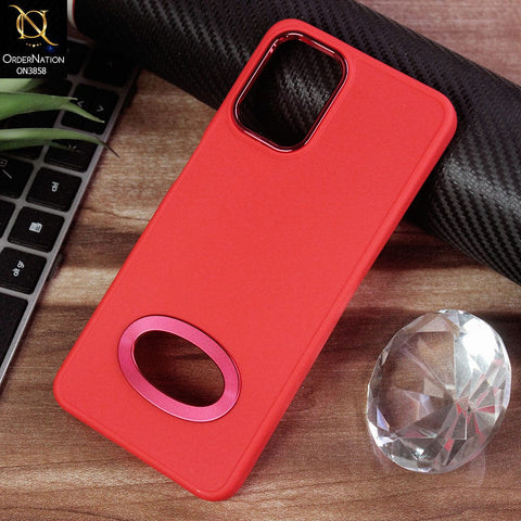 Samsung Galaxy A12 Nacho Cover - Red - New Soft Silicone Electroplating Camera Ring Chrome Logo Hole Case