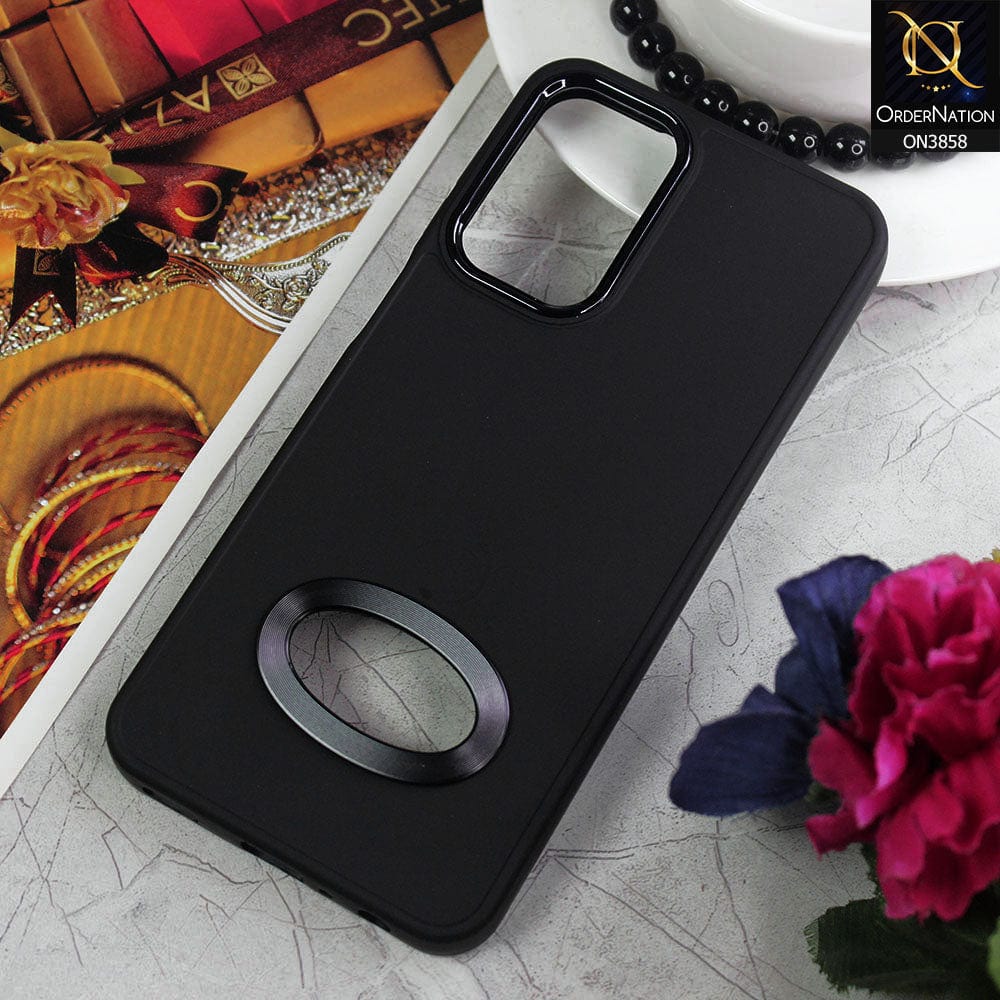 Samsung Galaxy A23 5G Cover - Black - New Soft Silicone Electroplating Camera Ring Chrome Logo Hole Case