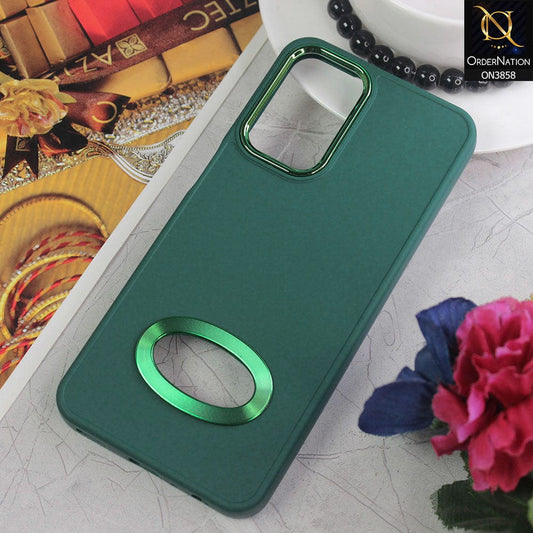 Samsung Galaxy A23 5G Cover - Green - New Soft Silicone Electroplating Camera Ring Chrome Logo Hole Case