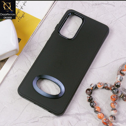 Samsung Galaxy A32 Cover - Black - New Soft Silicone Electroplating Camera Ring Chrome Logo Hole Case