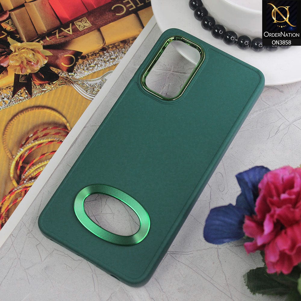 Samsung Galaxy A32 Cover - Green - New Soft Silicone Electroplating Camera Ring Chrome Logo Hole Case
