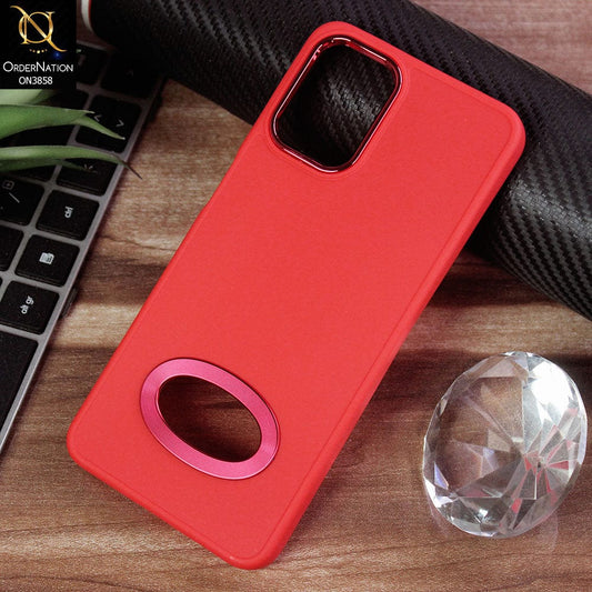 Samsung Galaxy A32 Cover - Red - New Soft Silicone Electroplating Camera Ring Chrome Logo Hole Case