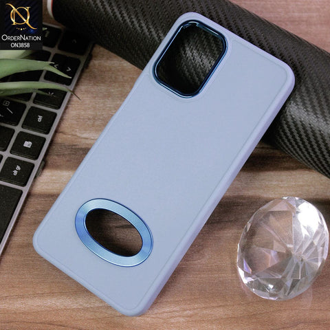 Samsung Galaxy A52s 5G Cover - Stone Blue - New Soft Silicone Electroplating Camera Ring Chrome Logo Hole Case
