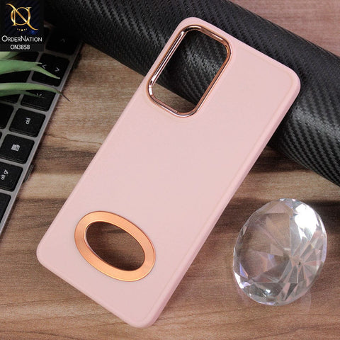 Samsung Galaxy A72 Cover - Pink - New Soft Silicone Electroplating Camera Ring Chrome Logo Hole Case