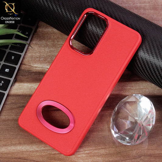Samsung Galaxy A72 Cover - Red - New Soft Silicone Electroplating Camera Ring Chrome Logo Hole Case
