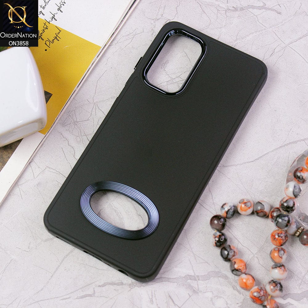 Samsung Galaxy A73 5G Cover - Black - New Soft Silicone Electroplating Camera Ring Chrome Logo Hole Case