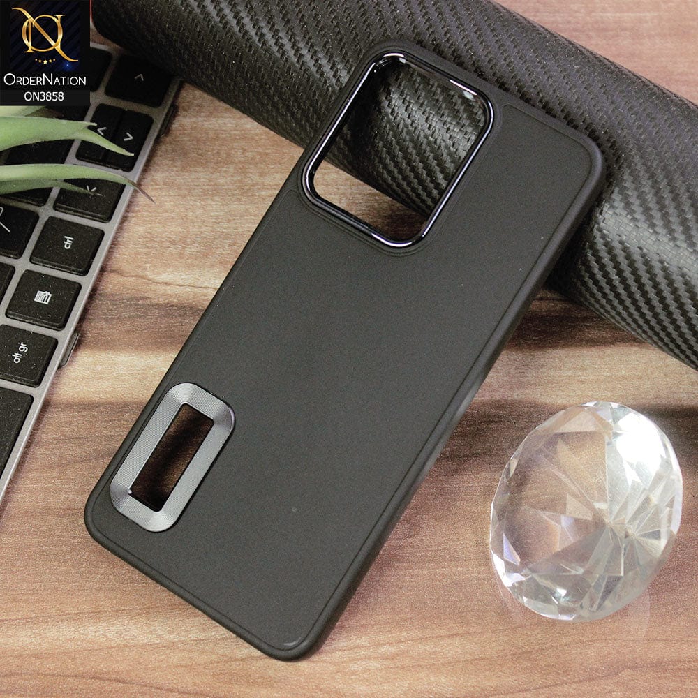 Vivo V23 5G Cover - Black - New Soft Silicone Electroplating Camera Ring Chrome Logo Hole Case