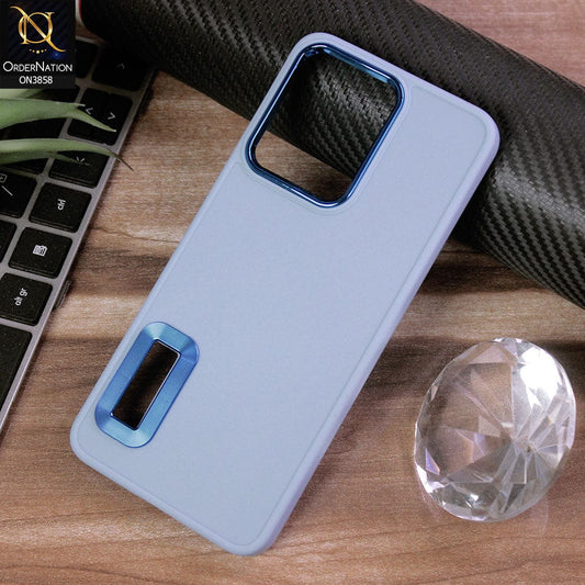 Vivo V23 5G Cover - Stone Blue - New Soft Silicone Electroplating Camera Ring Chrome Logo Hole Case