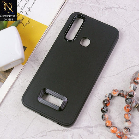 vivo Y11 (2019) Cover - Black - New Soft Silicone Electroplating Camera Ring Chrome Logo Hole Case
