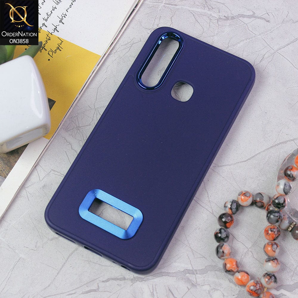 Vivo Y12 Cover - Blue - New Soft Silicone Electroplating Camera Ring Chrome Logo Hole Case