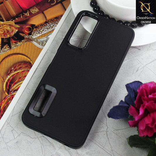 Vivo Y20s Cover - Black - New Soft Silicone Electroplating Camera Ring Chrome Logo Hole Case