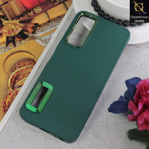 Vivo Y20i Cover - Green - New Soft Silicone Electroplating Camera Ring Chrome Logo Hole Case