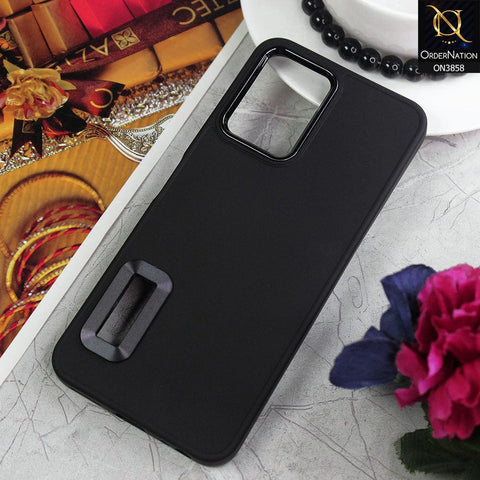 Vivo Y21t Cover - Black - New Soft Silicone Electroplating Camera Ring Chrome Logo Hole Case
