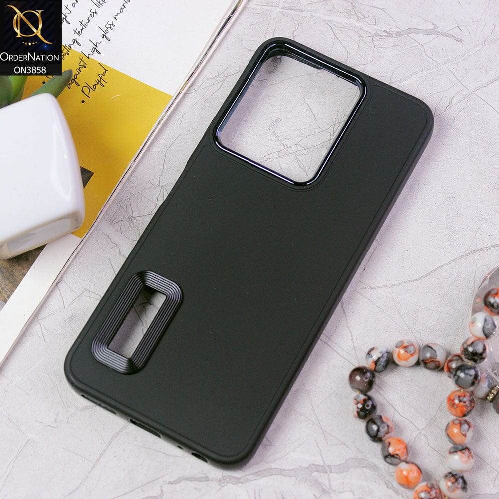 Vivo Y22 Cover - Black - New Soft Silicone Electroplating Camera Ring Chrome Logo Hole Case