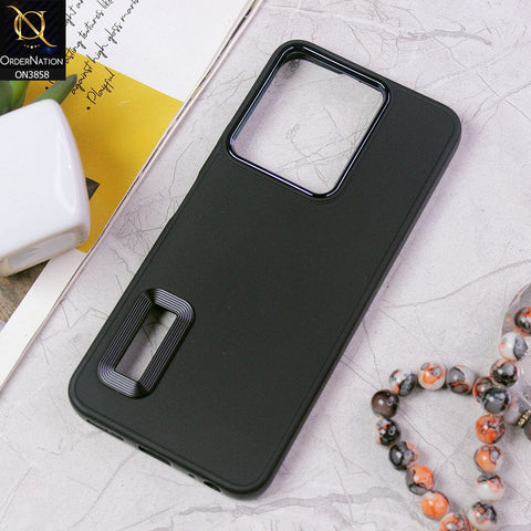 Vivo Y22s Cover - Black - New Soft Silicone Electroplating Camera Ring Chrome Logo Hole Case