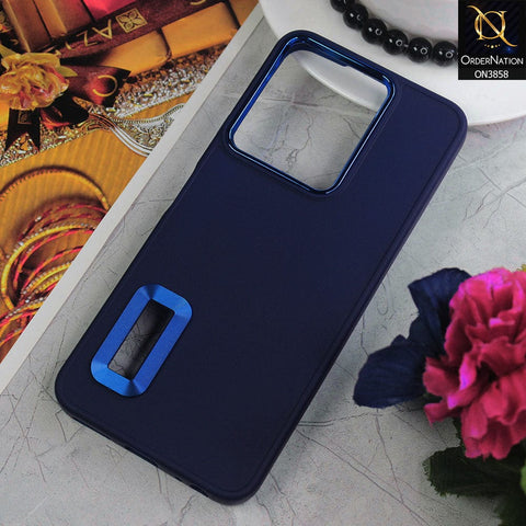 Vivo Y22 Cover - Blue - New Soft Silicone Electroplating Camera Ring Chrome Logo Hole Case