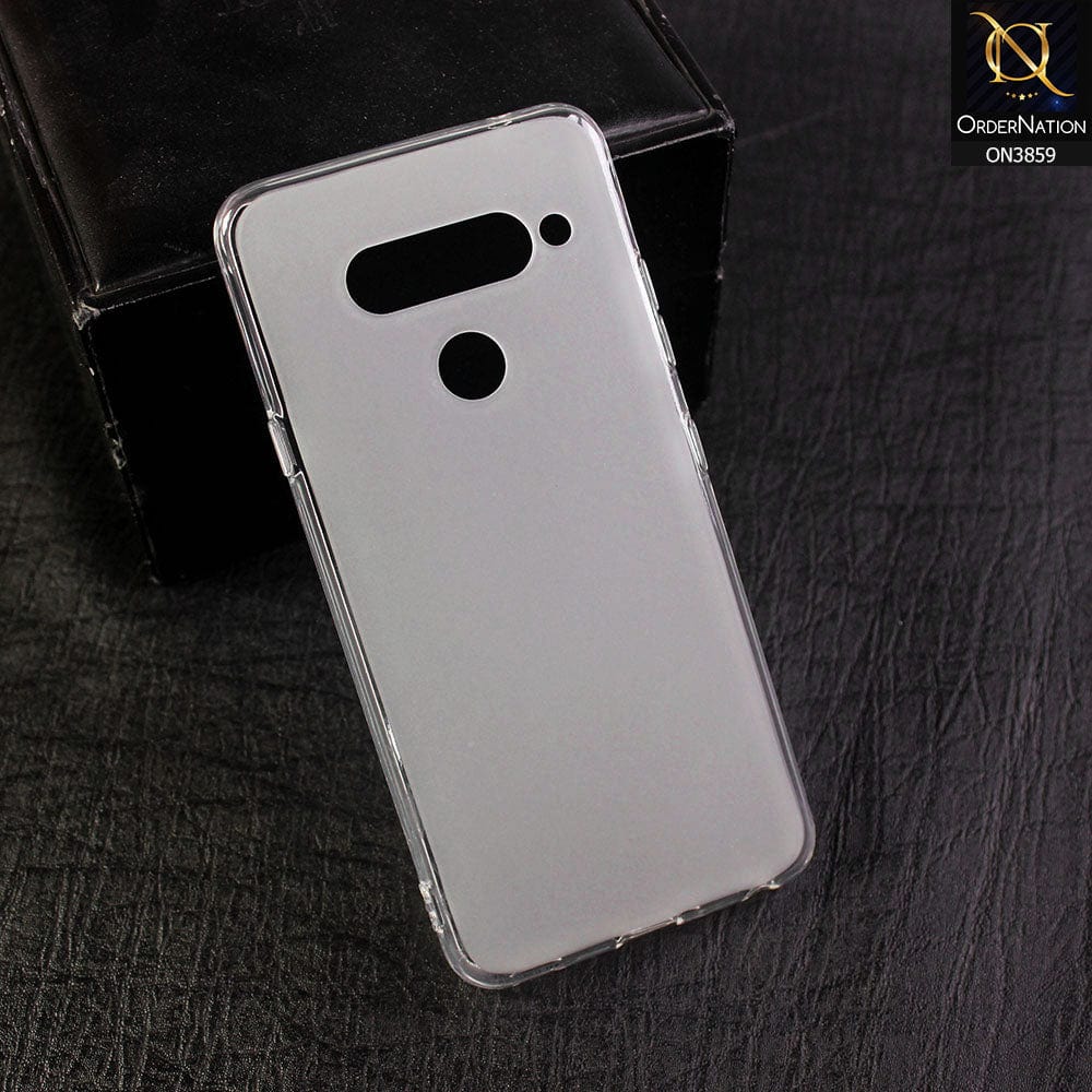 LG V40 ThinQ - All New Soft Silicone  Semi Transparent Round Borders Case