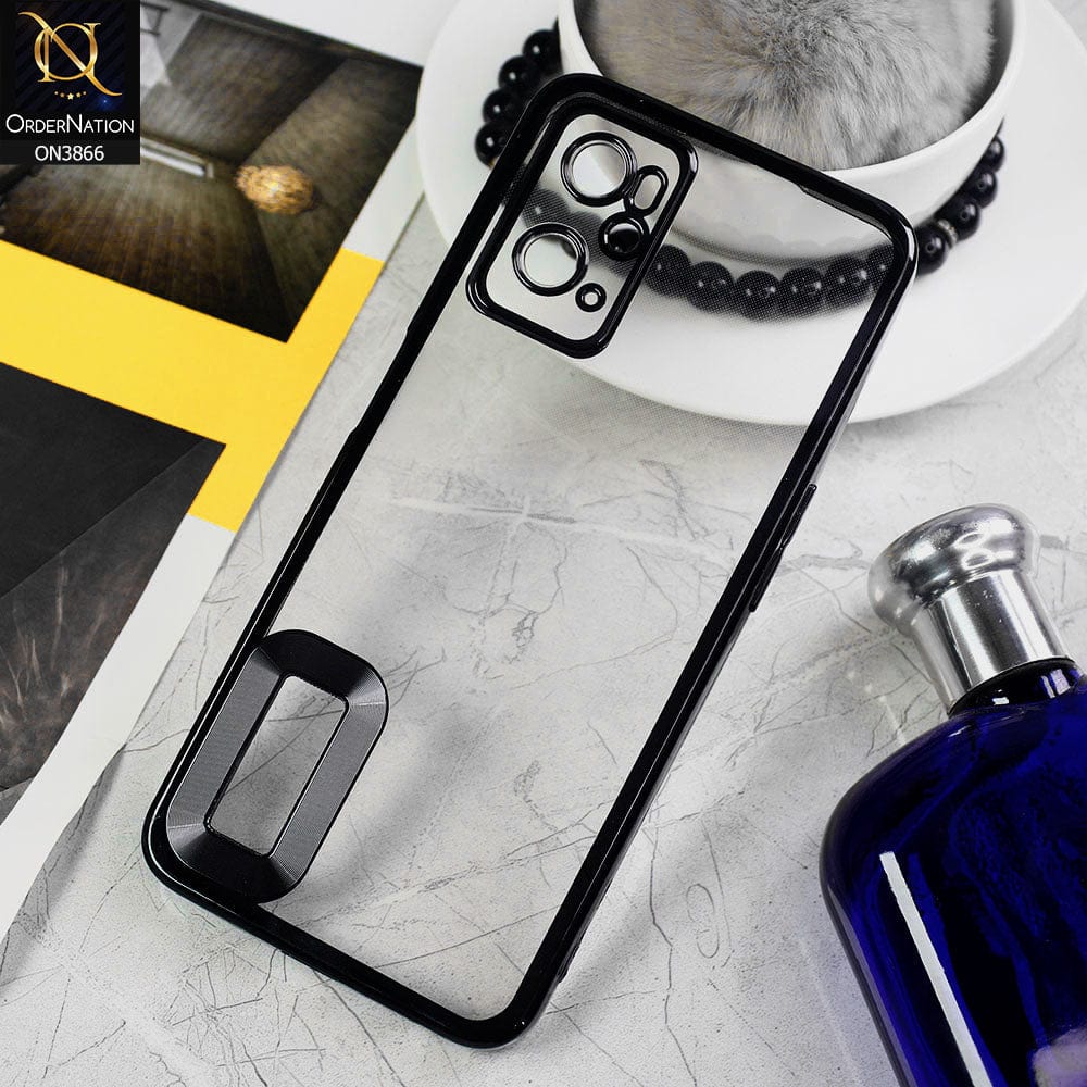 Oppo A36 Cover - Black - Electroplating Borders Chrome Logo Hole Soft Silicone Camera Bumper Case