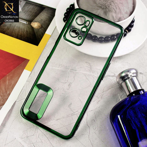 Oppo A76 Cover - Green - Electroplating Borders Chrome Logo Hole Soft Silicone Camera Bumper Case