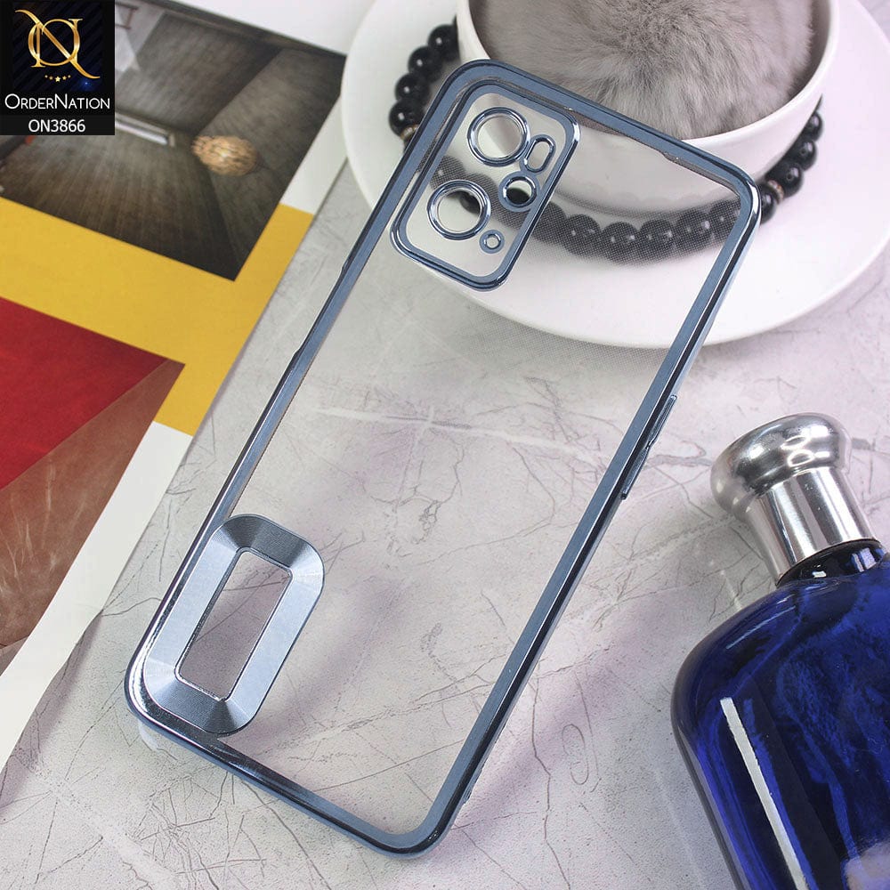 Oppo A76 Cover - Sierra Blue - Electroplating Borders Chrome Logo Hole Soft Silicone Camera Bumper Case